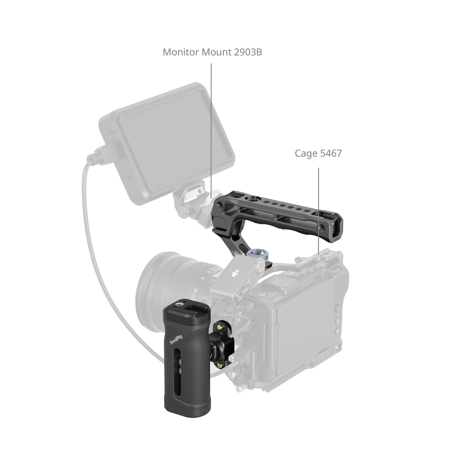 SMALLRIG Kit de Mini-Poignées Latérales et Supérieures pour Cage de Caméra, Poignée Ergonomique pour Gaucher ou Droitier, Réglable en Hauteur (30 mm) - 5949