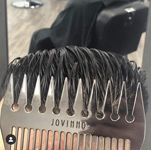 Jovinno Hair Styling Metal Hair & Beard Comb Premium Quality Luxury Dual-Sided Wide + Fine Tooth Designed To Promote A Unique Hair Contour … (Silver Grey Metal) #TOP3