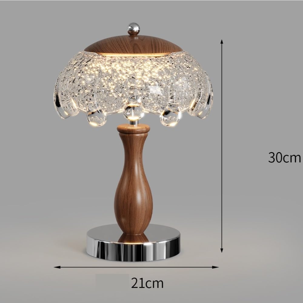 Lampada francese della metà del secolo, luce ambientale sul | Francese della metà del secolo, bocciolo di fiore, paralume in cristallo, base in ferro(Brown)