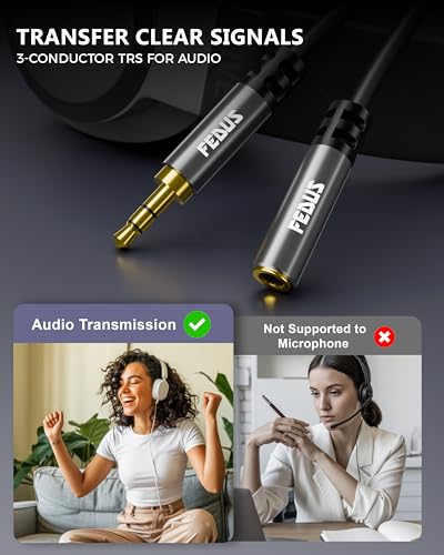 Image of FEDUS BASSX 3.5mm Audio Extension Cable,(TRS, No Mic support) 1 Meter Male to Female Aux Extender Cord, Gold Plated Jack for Headphones, Car Stereo, Speakers, PC, Laptop, Earphone, Headphone, Tablet