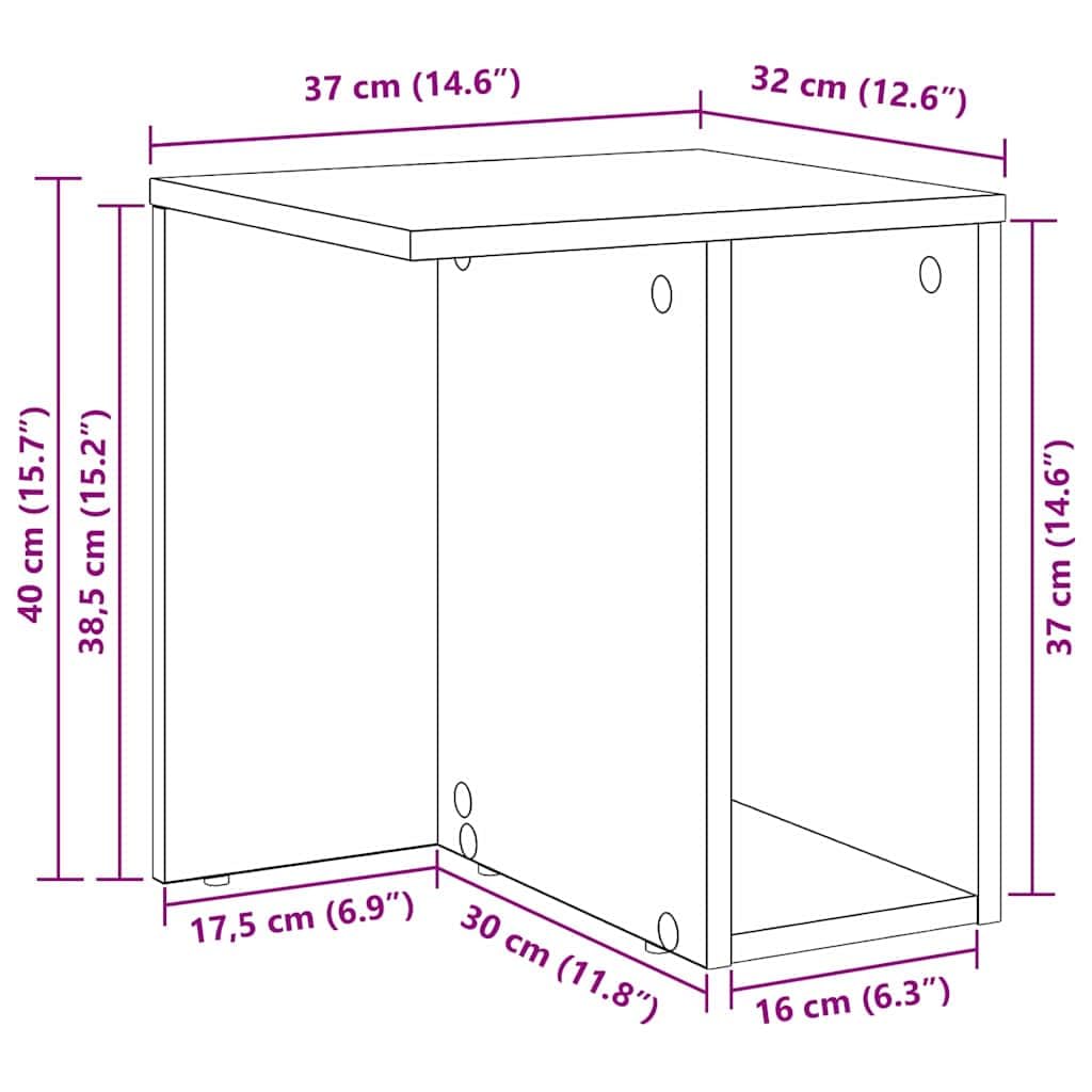 Mesa auxiliar de madera de roble Artisan, 2 unidades, 37 x 32 x 40 cm, con estante y estante, mesa de centro moderna para salón, dormitorio, pasillo, ideal como mesita de noche, mesa de