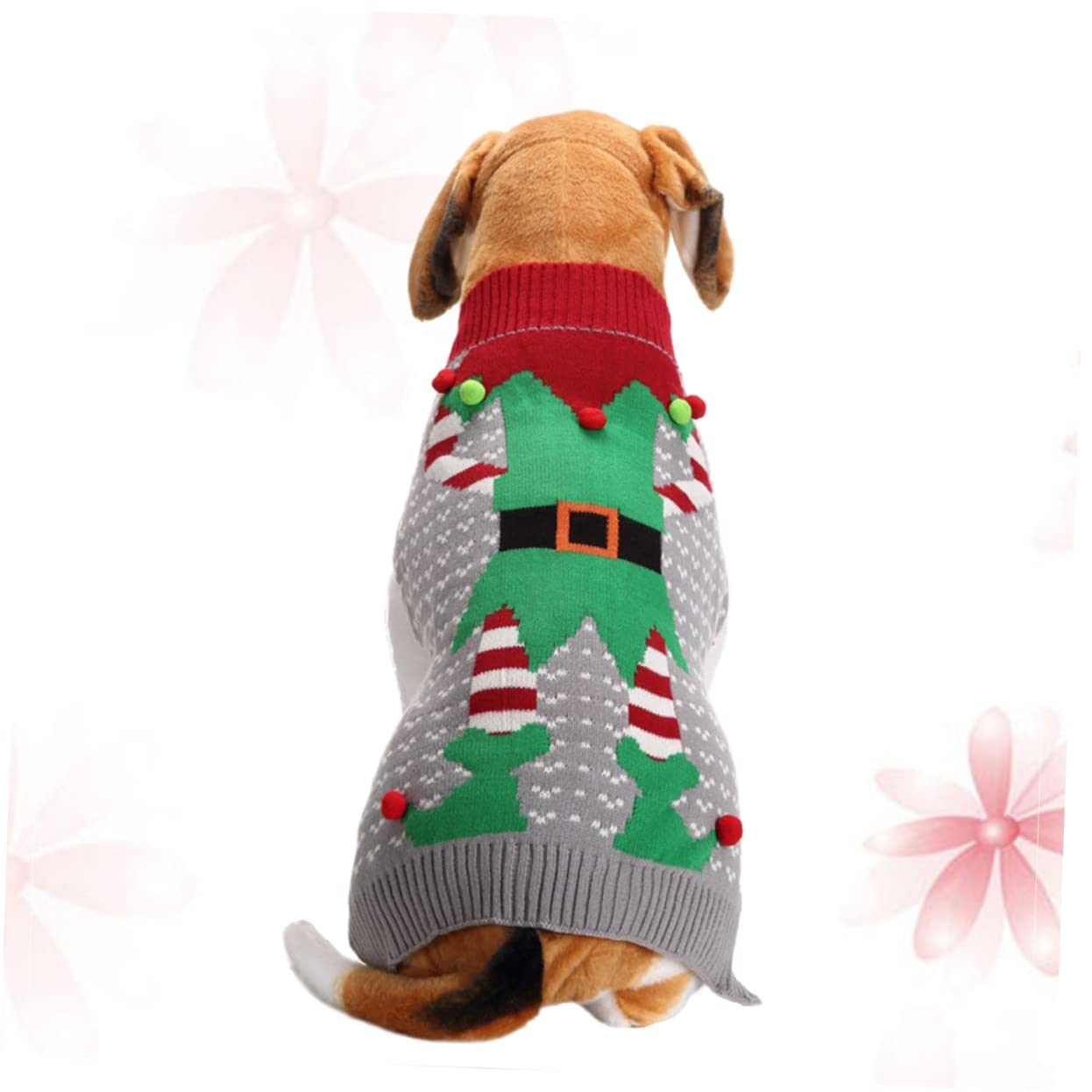 BESPORTBLE 3pezzi Costume Natalizio per Cani Maglione Grigio Clown per Animali di Piccole e Grandi Abbigliamento Festivo per Cuccioli Maglione Pelliccia Morbida per Natale