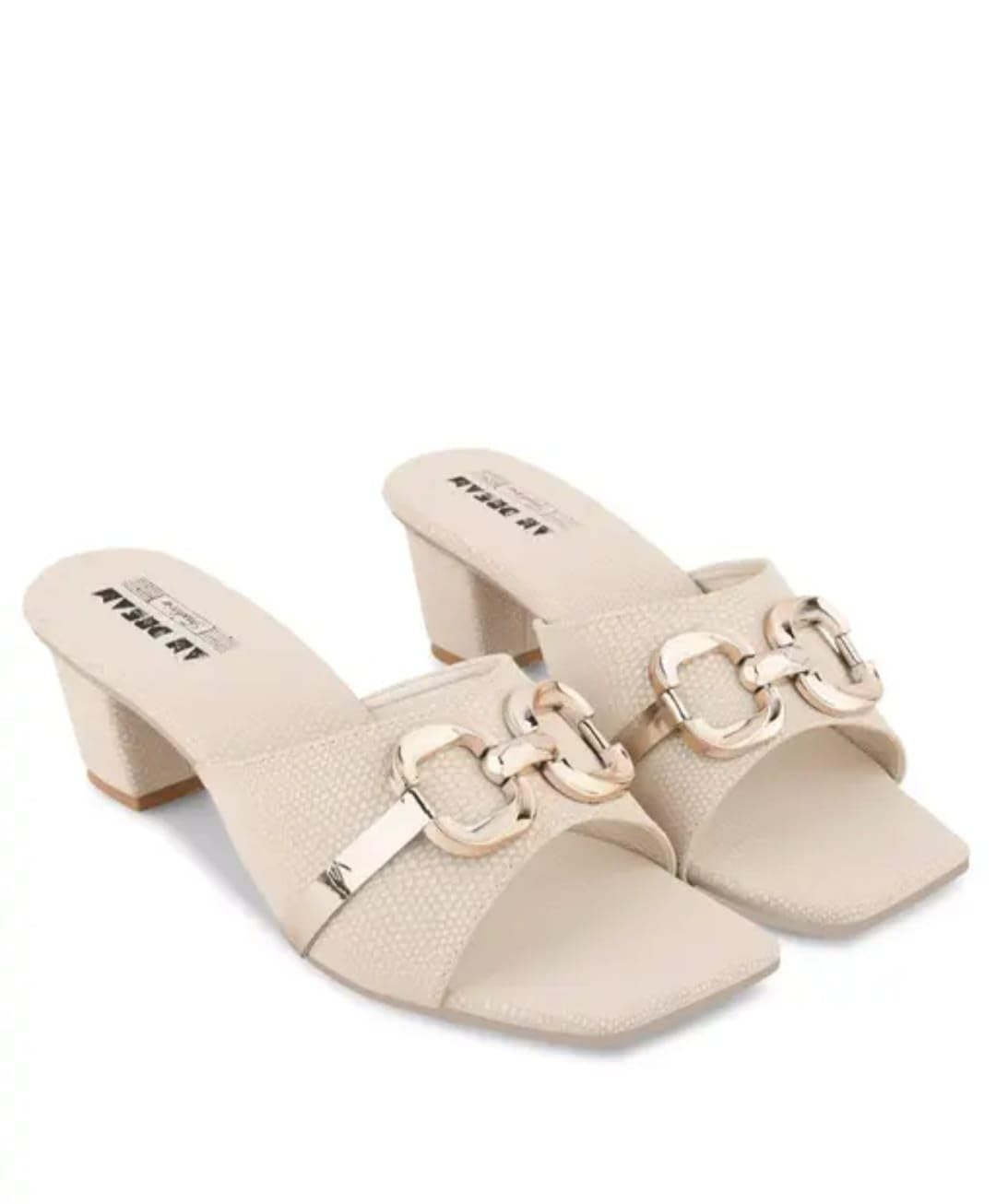 AN DREAM Fashion Block Heel Sandals Comfortable & Trendy Party Heels for Girls & Women (Cream, 5) (B0DB1SLFMC) Amazon Price History, Amazon Price Tracker