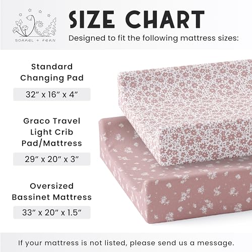 Image of Baby Changing Pad Cover 2-Pack for Girls (Antique Rose) - Premium Fitted Sheets Baby Diaper Changing Table Cover - Buttery Soft Cotton Blend