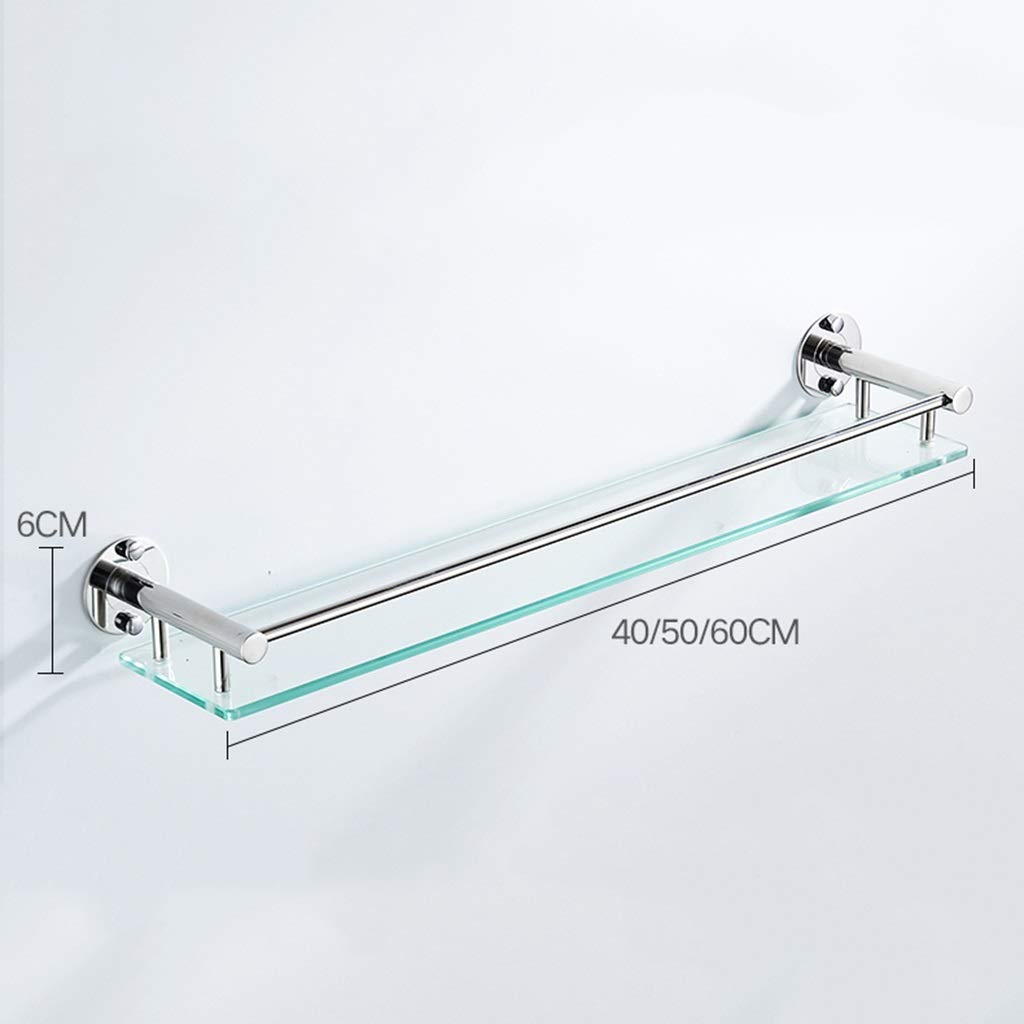 Estantería de acero inoxidable para baño, estante de cristal templado de 8 mm, rectangular, montado en la pared, cesta de almacenamiento para ducha