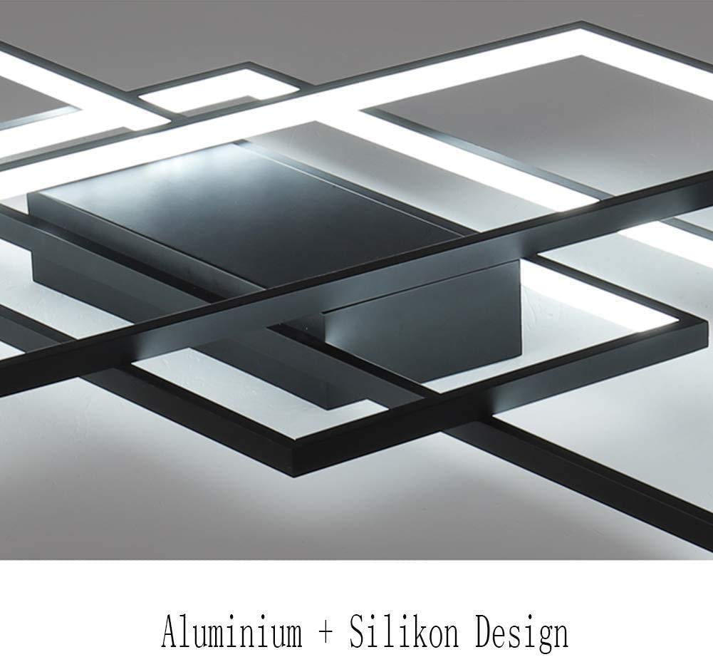 GHY LED-Deckenleuchte Wohnzimmer Lampe Design Rechteckige Deckenlampe Metall Acryl Küche Schlafzimmer Energiesparende Dekorative Beleuchtung,Schwarz,140 * 80CM/115W