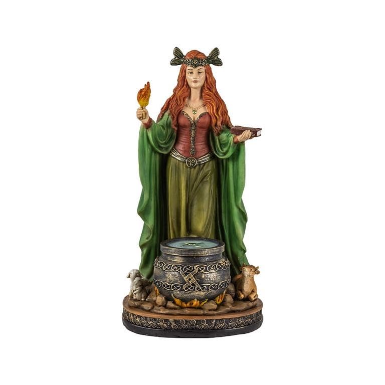 DRW Figurine Brigid déesse Celtique de la fertilité, de la poésie, de la guérison et de la Forge en résine Peinte à la Main de 20 cm