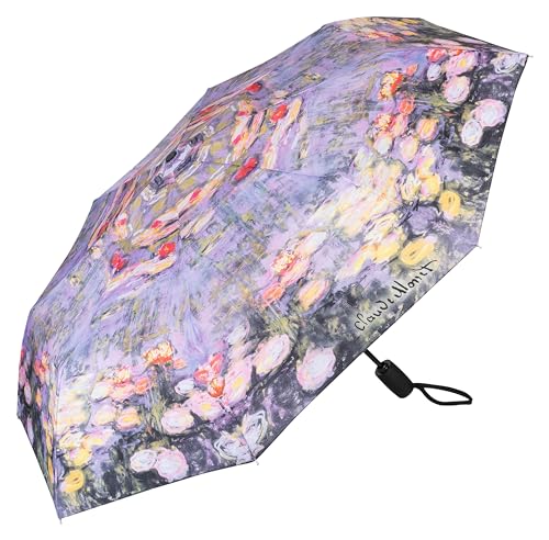 VON LILIENFELD® Parapluie de Poche Pliant Ouverture et Fermeture Automatique Légèrement Stable Femme Motif Arte Claude Monet: Nénuphars