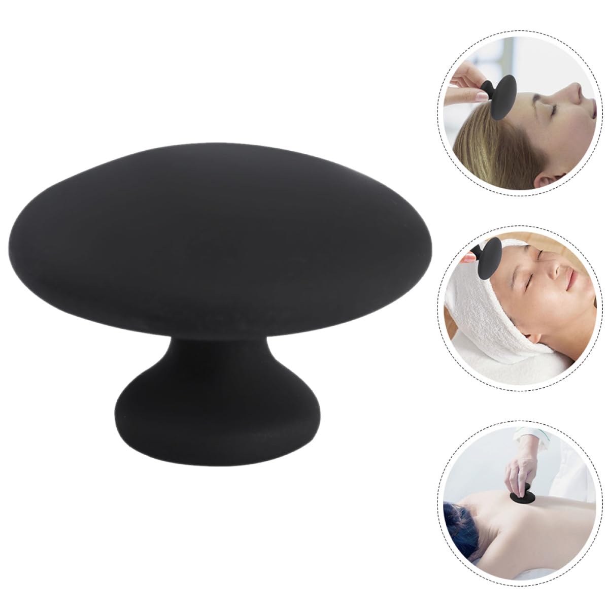 HANABASS Massaggiatore Compatto e Rilassante in Pietra Nera 4 Pezzi Gua Sha per Massaggio Schiena e Viso per Uso Domestico e Relax in Movimento
