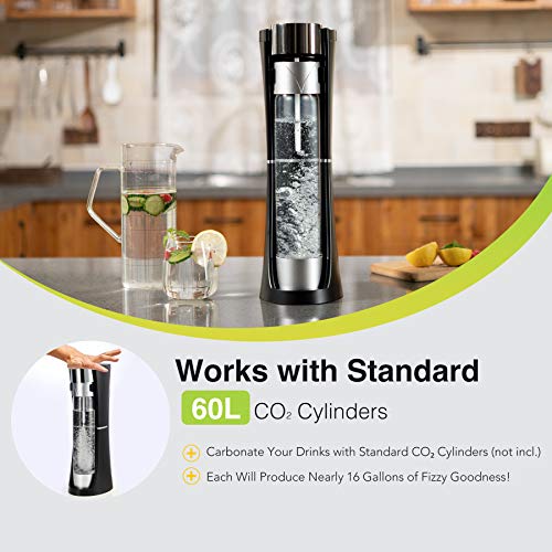 image for CO-Z Desktop Sparkling Water Maker Black, 1 Liter Homemade Soda Pop Ma