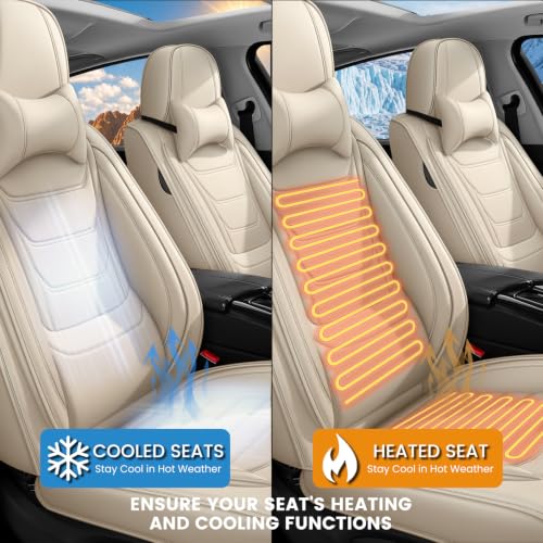 Image of Car Seat Covers Custom Fit Kia Telluride 2020-2026, Waterproof Nappa Leather Car Seat Protector, Breathable Car Seat Cushion, Seat Covers for Car(2 Seats Luxury /Beige)