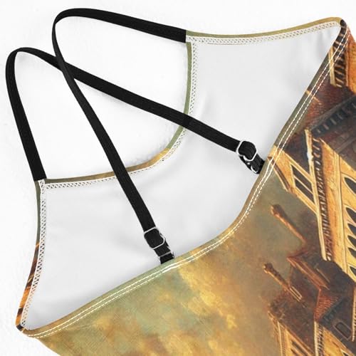 Vintage River Houses Girls Swimsuit Bathing Suit Swimwear Summer Beach One Piece Swimsuits4