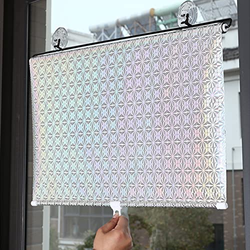 Store Enrouleur à Ventouse,Rideaux Occultants Réglables,Rouleau de Protection Solaire,Ajustable et Portable,pour Voiture Maison Salle de Bains Fenêtre Porte,Sans Perçage (Silver,50x125cm/19.7x49.2in) Cover