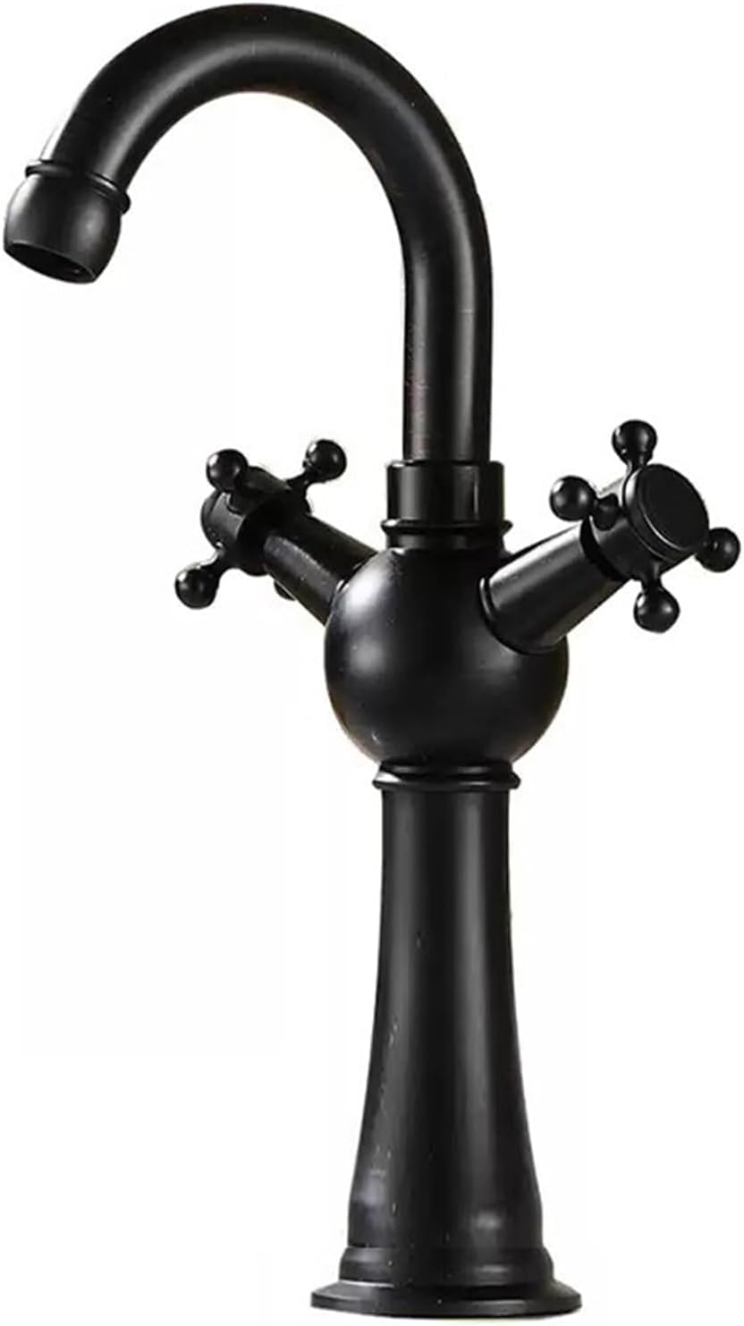 Taps, Handle Antique Sink Mixer Stylish Washbasin Fixture for Elegant Bathrooms(Schwarz,High)
