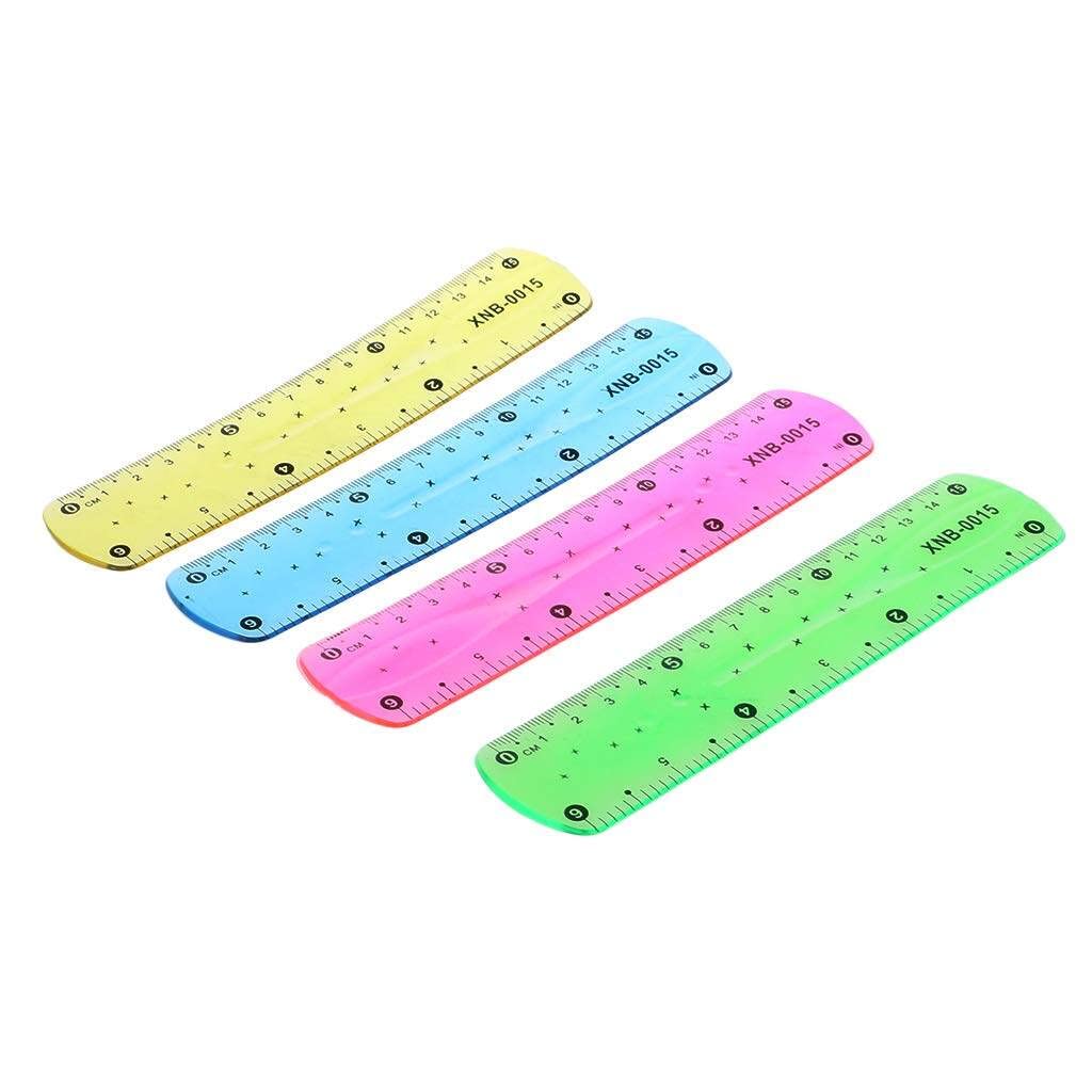 1 regla multicolor suave de 15 cm, flexible, creativa, papelería, marcapáginas, regla escolar, suministros escolares, color azul, verde, amarillo y rosa, color aleatorio