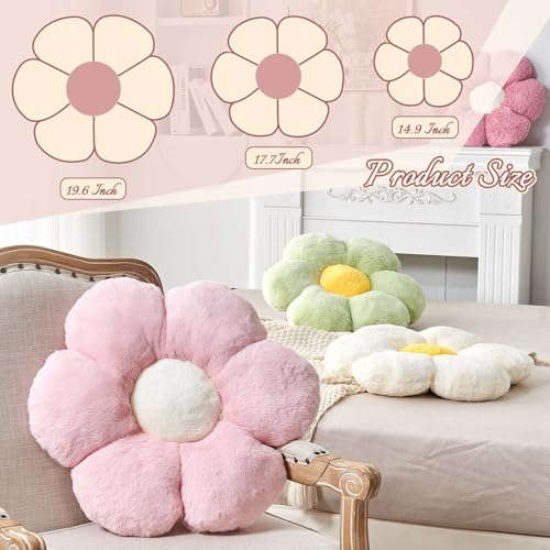 Image of Kcvvcr Blue Flower Pillow, 17.7 inch Flower Shaped Plush Decorative Throw Pillow for Bed