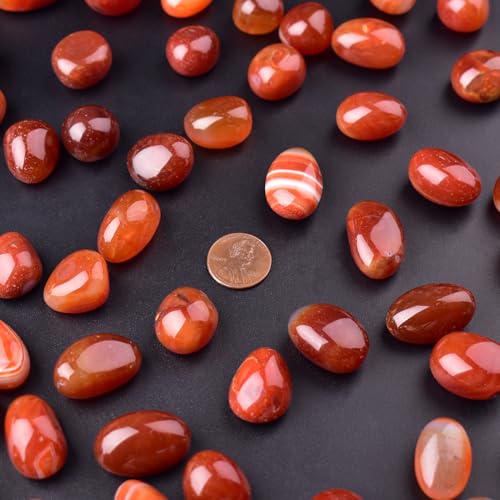Image of Red Agate Healing Crystal Stone Set - 24 Pieces, 0.6 inch Natural & Polished Stones for Healing, Meditation, Reiki, Chakra, Crafting & Decoration