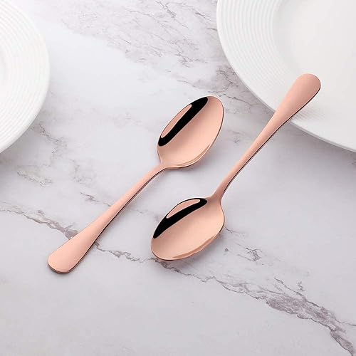 Miniatura 7 de MINGYU Juego de 12 cucharaditas de oro rosa de 6.37 pulgadas, cucharas pequeñas de acero inoxidable, cucharas de té, cucharas de café, cucharadas de