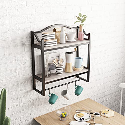 Dr.iron Industrial Bathroom Shelves Over Toilet,Wall Shelves For Bathroom Decor Towel Racks With Towel Holder,2 Tier Bathroom Shelves With Towel Bar(Black Bracket & Gray Shelves) #TOP5