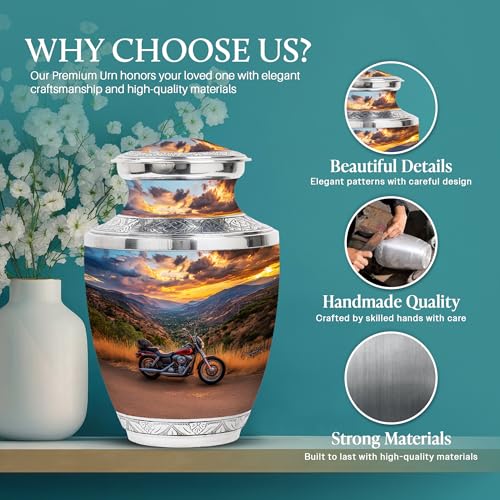 Image of Bike Urn Decorative Urns for Human Ashes 1 Large & 2 Small | Ashes Urns Human Remains, Funeral Urns Ashes