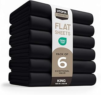 Utopia Bedding Flat Sheets - Pack of 6 - Soft Brushed Microfiber Fabric - Shrinkage & Fade Resistant Top Sheets - Easy Care (King, Black)