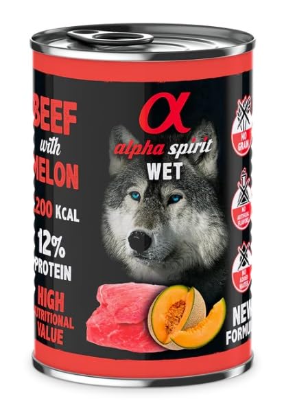 Alpha Spirit Alimento Húmedo Premium Perros 6 latas x 400Gr (Ternera con Melon)