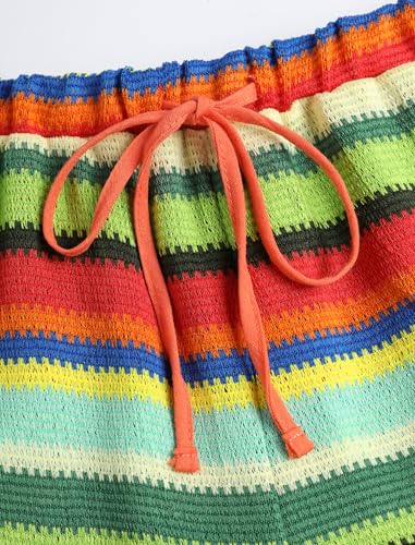 Image of ZAFUL Womens Beach Cover Up Pants Sexy Crochet Drawstring Elastic Boho Swimsuit Cover Up Long Pants Beach Wear