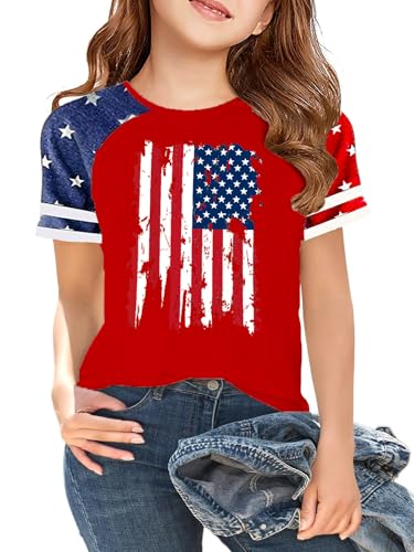 Boys Girls USA Shirts Kids 4th of July Shirts American Flag Tshirt Patriotic Top Independence Day Outfit 5-13y