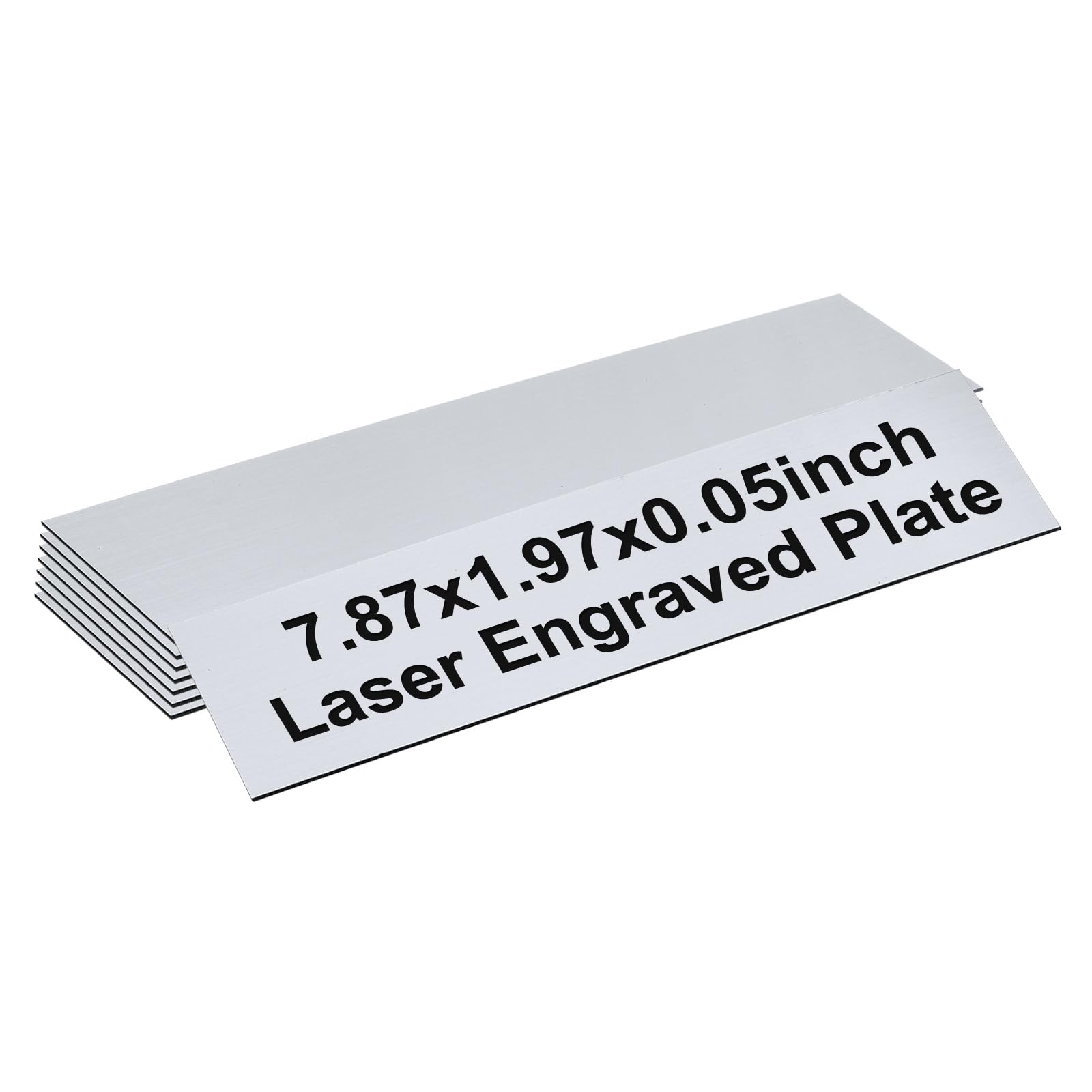 PATIKIL Blank Name Plates, 7.87x1.97" Engraved Name Plates Name Plate Personalized Custom Door Signs Desk Tags for Office Classroom, Brushed Silver with Black Letter, 8 Pcs