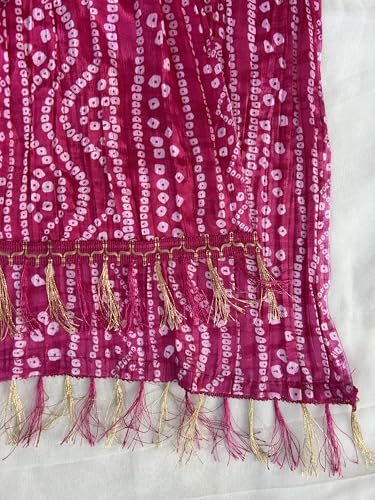 Image of Women's Art Silk Bandhani Print Dupatta with 2.20 Meters | Women's cotton printed dupatta with tassels