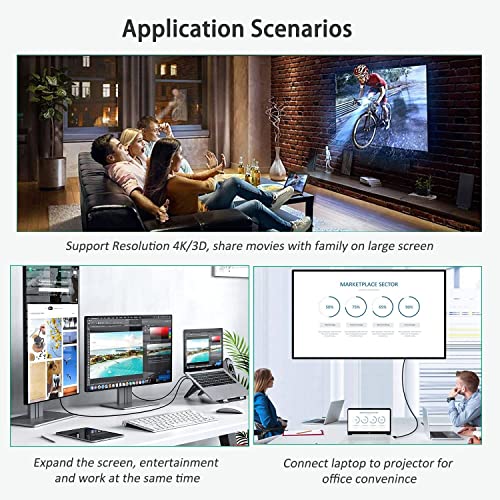 Image of 4K Mini DP to HDMI Cable, 4K@60Hz Mini DisplayPort to HDMI Cord, Thunderbolt 2 HDMI Cable Compatible for Old MacBook Air /Pro, Microsoft Surface Pro