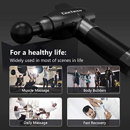 Gocheer Muscle Massage Gun, Handheld Deep Tissue Massager Electric Quiet Portable Massaging Gun 20 Speed Adjustable Professional Percussion Fascia Gun for Sore Muscle and Stiffness, Black
