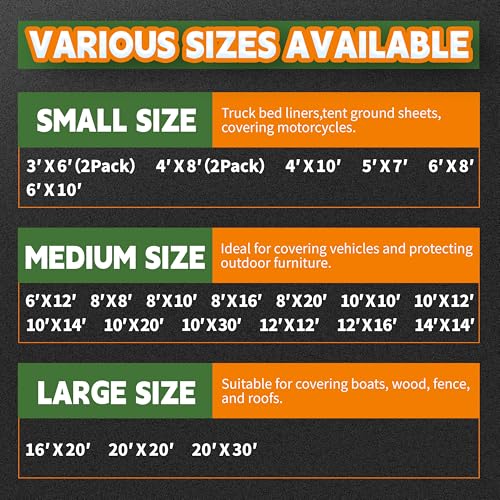 RAINDEWAY Tarps 6x10 Feet Tarp Waterproof,7Mil Thick,Finished Size,UV Resistant,Multipurpose Poly Tarp Cover with Metal Grommets and Reinforced Edges,White Tarps by RAINDEWAY - Image 9