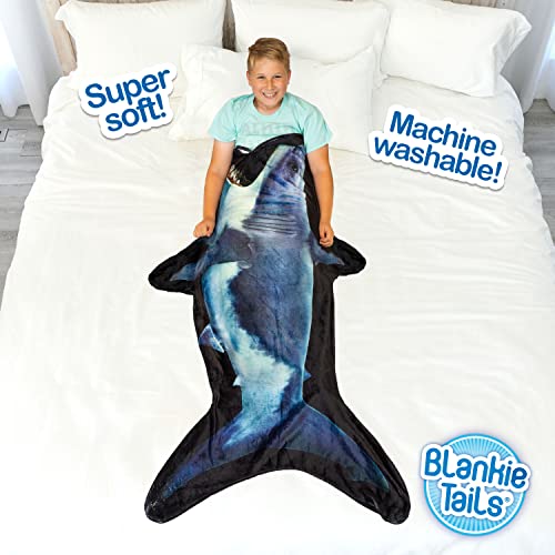 Title: Blankie Tails | New Photo Realistic Fleece Shark Blanket, Machine Washable Wearable Blanket, Perfect For Gifts, Sleepovers, And Daily Use, Kids, Toddlers And Adults Gray & Blue #TOP1