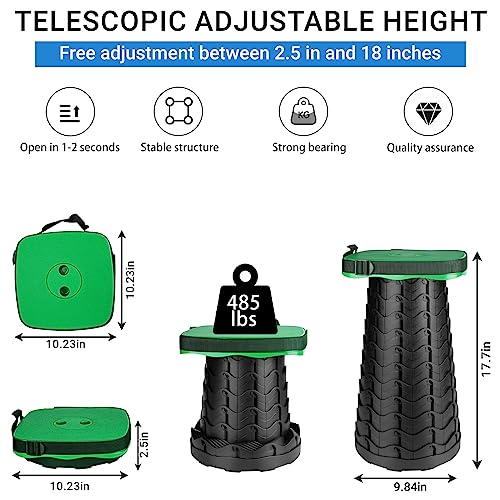Image of Upgraded Folding Stool - 485lbs Load Capacity,Telescopic Stool,Portable Collapsible Seat for Camping,Fishing,Hiking,Travel