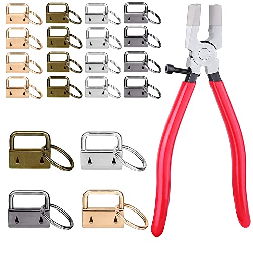 20 Piezas Hardware para Llavero, Herrajes para Llaveros, Hardware de Pulsera con Llavero, con Alicates, para Cinturones, Maletas y Bolsos, Cintas, Cordones, Llaveros (4 Colores)