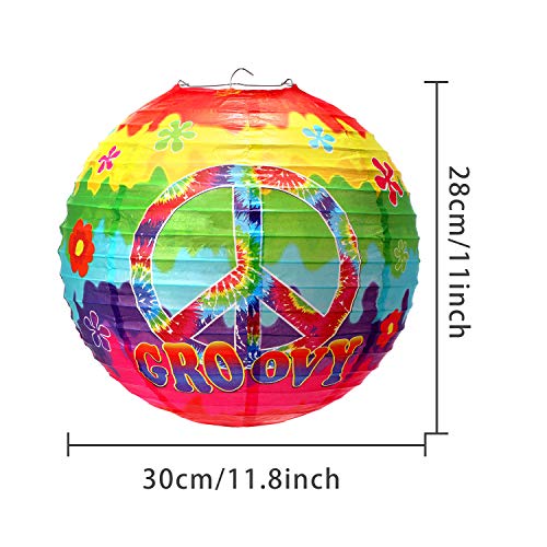 5 Pieces Tie Dyed Groovy Paper Lanterns 1960s Hippie Birthday Party Decorations 60's Carnival Hanging Paper Lanterns Classroom Hanging Ceiling Decorations for 60's Hippie Theme Party Supplies - Image 4