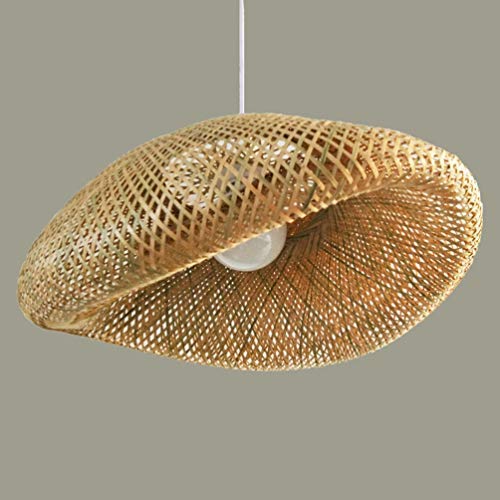 Pendant Lamp Handwoven From Bamboo Pendant Lamp Creative Design Lampshade Personalized Tempered Rattan Chandelier Lamp For Dining Room Bedroom, 50Cm #TOP2