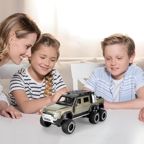 Image of Defender Toy Car 6 Wheel Diecast Metal Cars Model 1:24 Defender Cars for Kids Boy Girl Zinc Alloy Pull Back Toy Car with Sound and Light Gift and Collectible