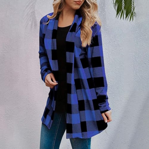 Fall Long Cardigans for Women Flannel Plaid Shirt Womens Trendy Plus Size Work Checkered Cardigan Long Sleeve Loose2