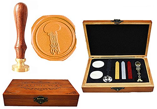 Méduses vintage océan décoration mariage boîte bois carte cadeau haut de gamme