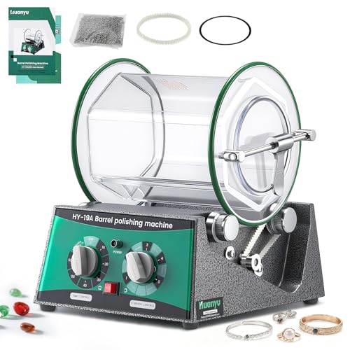Huanyu Pulidor de la joyería 3kg Capacidad, 150W Barril Tumbler Pulidor Rotary Tumbler Máquina de pulido de barril con 450g perlas de pulido adecuado para el pulido de hardware de joyería (3kg)