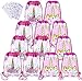 AIDCARE 12 Pack Licorne Cordon Parti Sacs avec Licorne Autocollants, Licorne Cordon Sac À Dos Parti Favor Sacs Fournitures pour Enfants Fête D'anniversaire Baby Shower