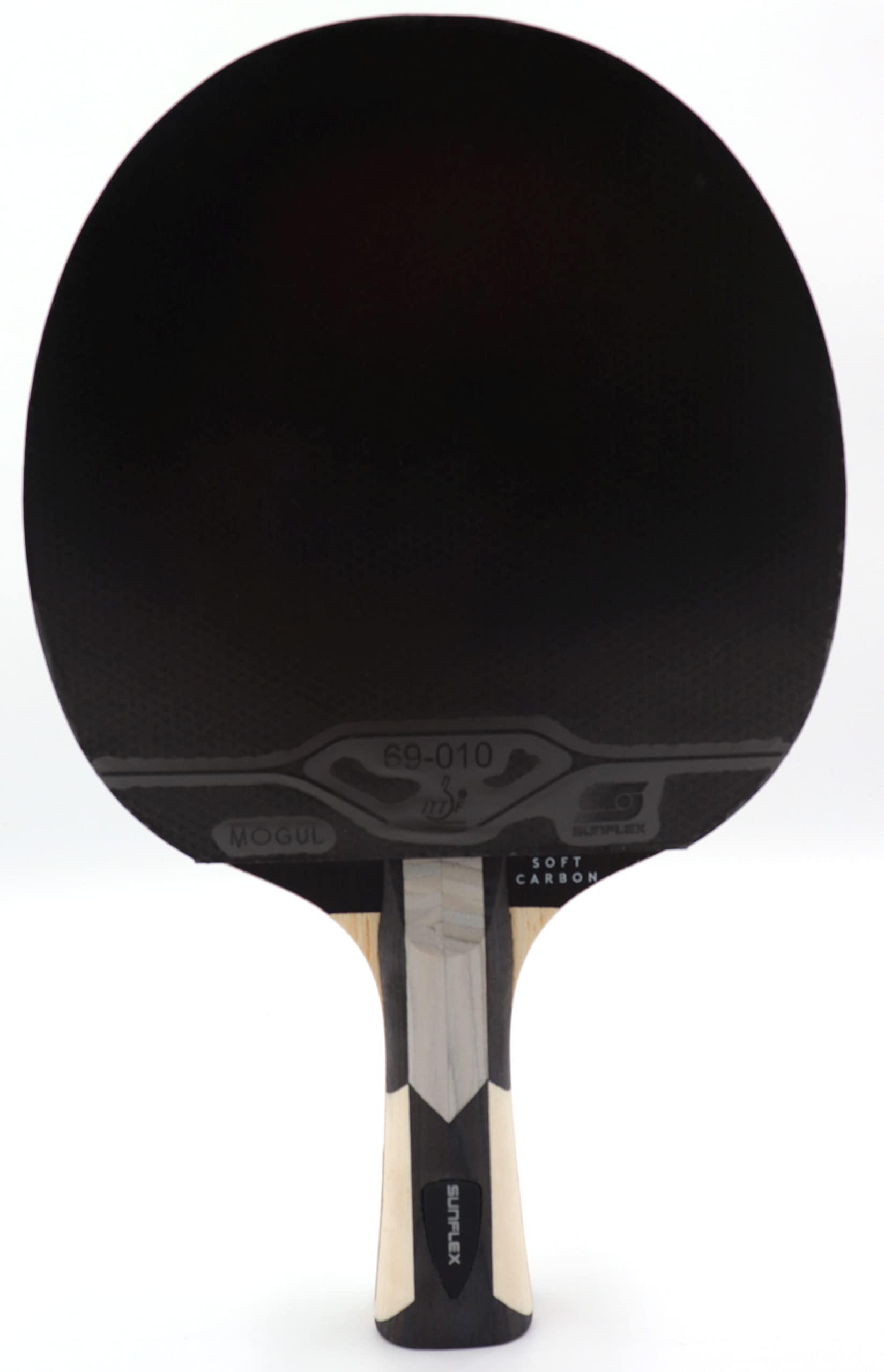sunflex Tischtennisschläger Supreme Soft Carbon | mehrfarbiger Profischläger | ITTF Mogul Belag | konkaver Griff | für Vereinsspieler & Wettkampf
