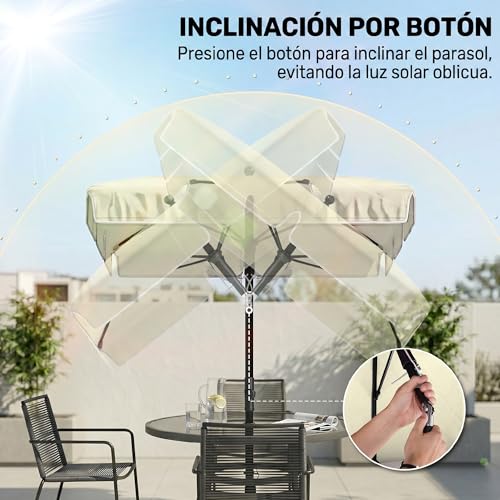 Parasol rectangular Outsunny contra el sol cambiante en terrazas pequeñas y patios 5