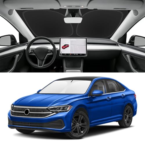 SLOGENTO Custom Fit Windshield Sun Shade for VW Jetta 2019-2026, Blocks UV & Heat, Front Window...