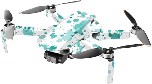 Miniatura 2 de MIGHTY SKINS MightySkins Glitter brillante compatible con DJI Mini 2 Dron portátil  Salpicaduras verde azulado  Acabado de purpurina protector,