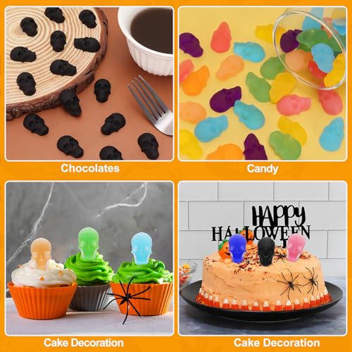 Image of 2 Pcs Halloween Skull Molds, Halloween Silicone Molds, 3D Chocolate Silicone Mold for DIY Gummies Jello Ice Cube Jelly Chocolate Candy Cakes Decorations (Skull)