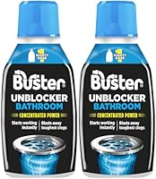 Buster Bathroom Drain Unblocker 300ml, Pack of 2 â€“ Sink Unblocker Removes Hair & Sludge in Showers, Baths & Sinks. Fast-Acting Shower Drain Unblocker Clears Blockages & Slow-Draining Water