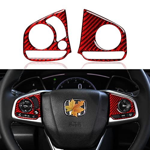 Car Steering Wheel Decals Trim Carbon Fiber Sticker Compatible with Honda Civic 10th Gen 2016 2017 2018 2019 2020 2021 Interior Accessories (Except LX)
